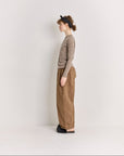 Pantalon marron en lin épais