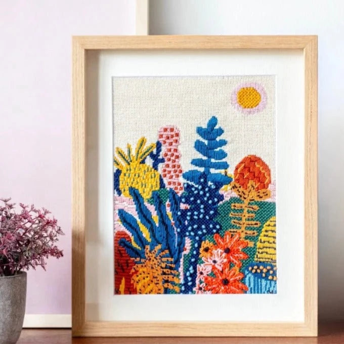 Kit complet canevas 15 x 20 cm paysage caraïbes barques