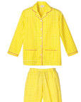 pyjama pantalon + manches longues couleur vichy jaune