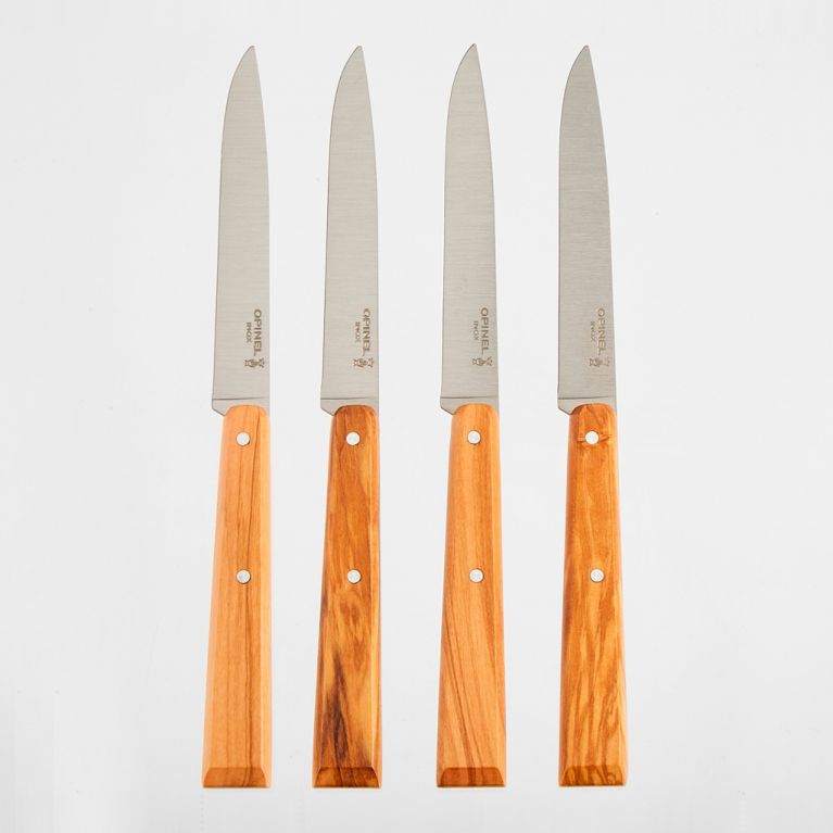 Coffret de 4 couteaux de table lames inox manches olivier - Roger