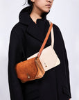 Sac bandoulière accordéon en cuir - Nude / Cognac