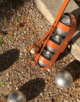 Etui à boules de pétanques en cuir, tannage végétal