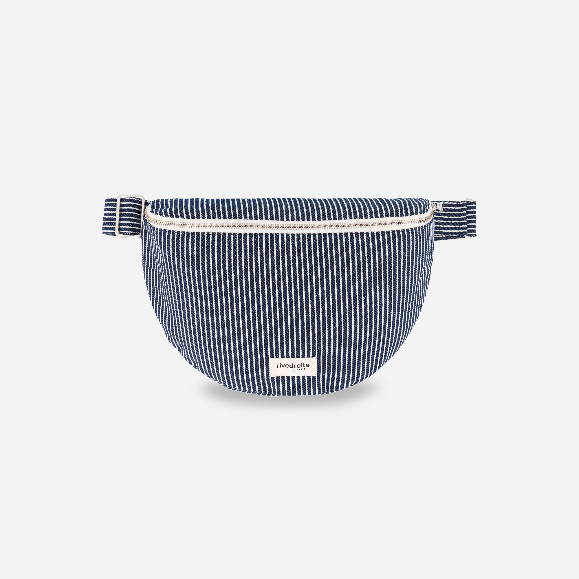 Banane en toile Custine rayée bleu et blanc, fabriquée au maroc par Rive droite