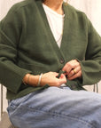 Cardigan vert en cachemire