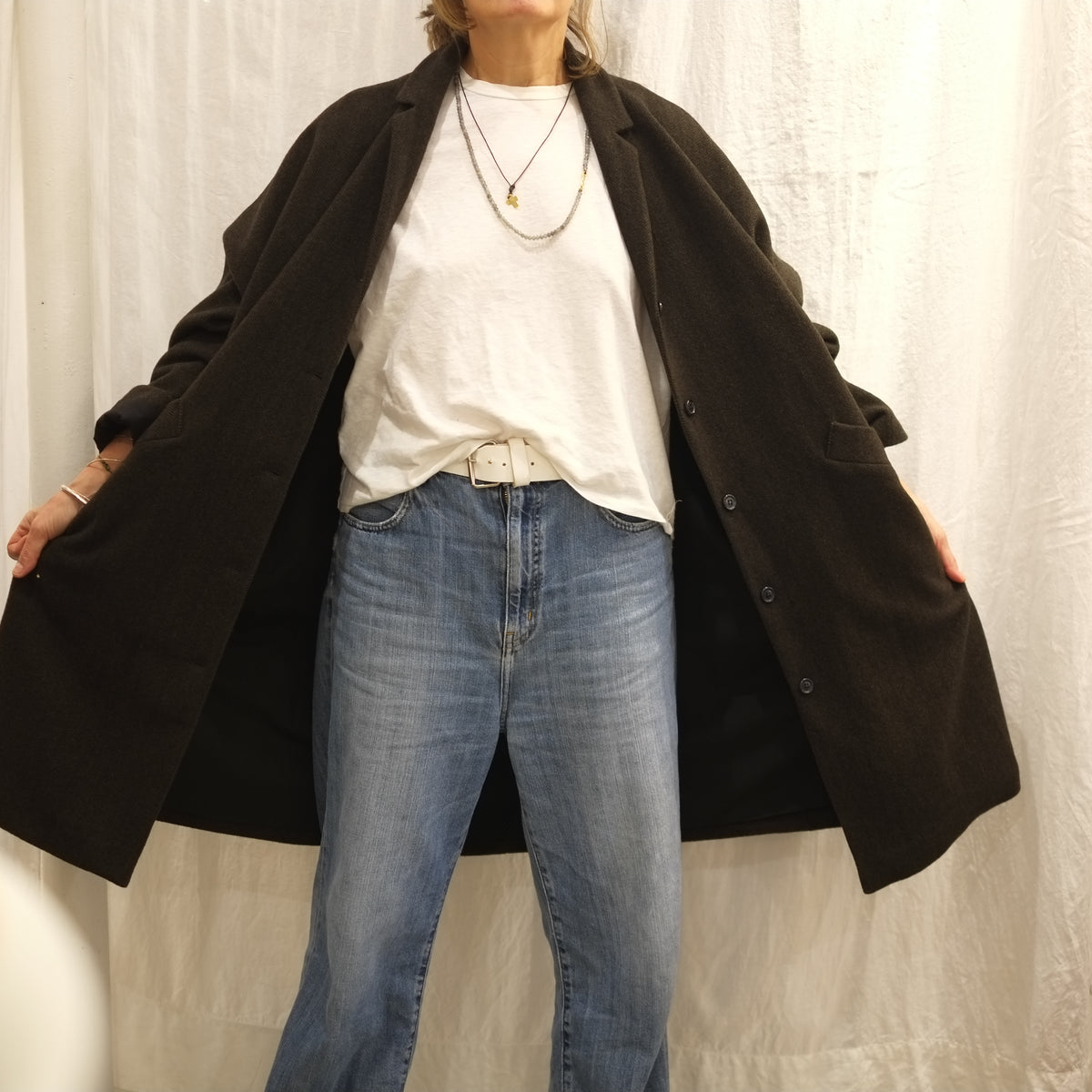 Manteau ouvert Apunto B marron foncé coupe oversize