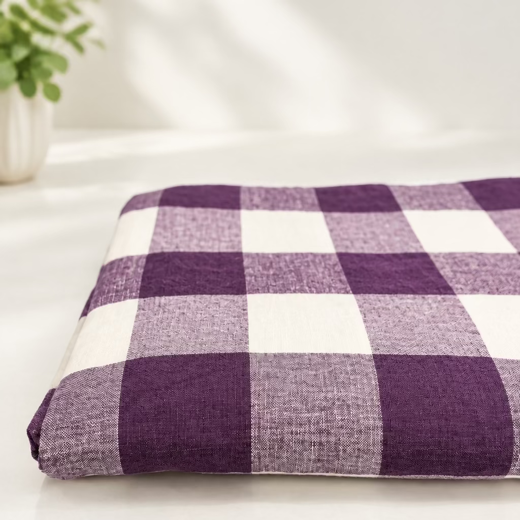 Nappe en lin vichy violet