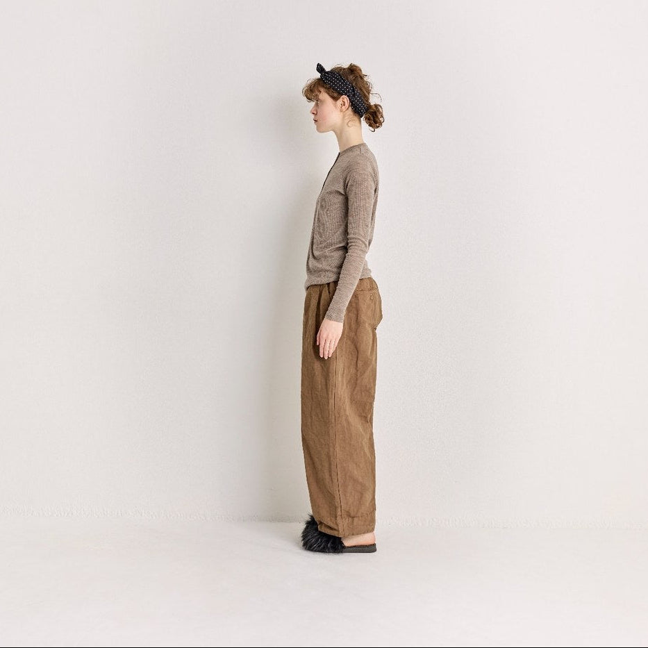 Pantalon marron en lin épais