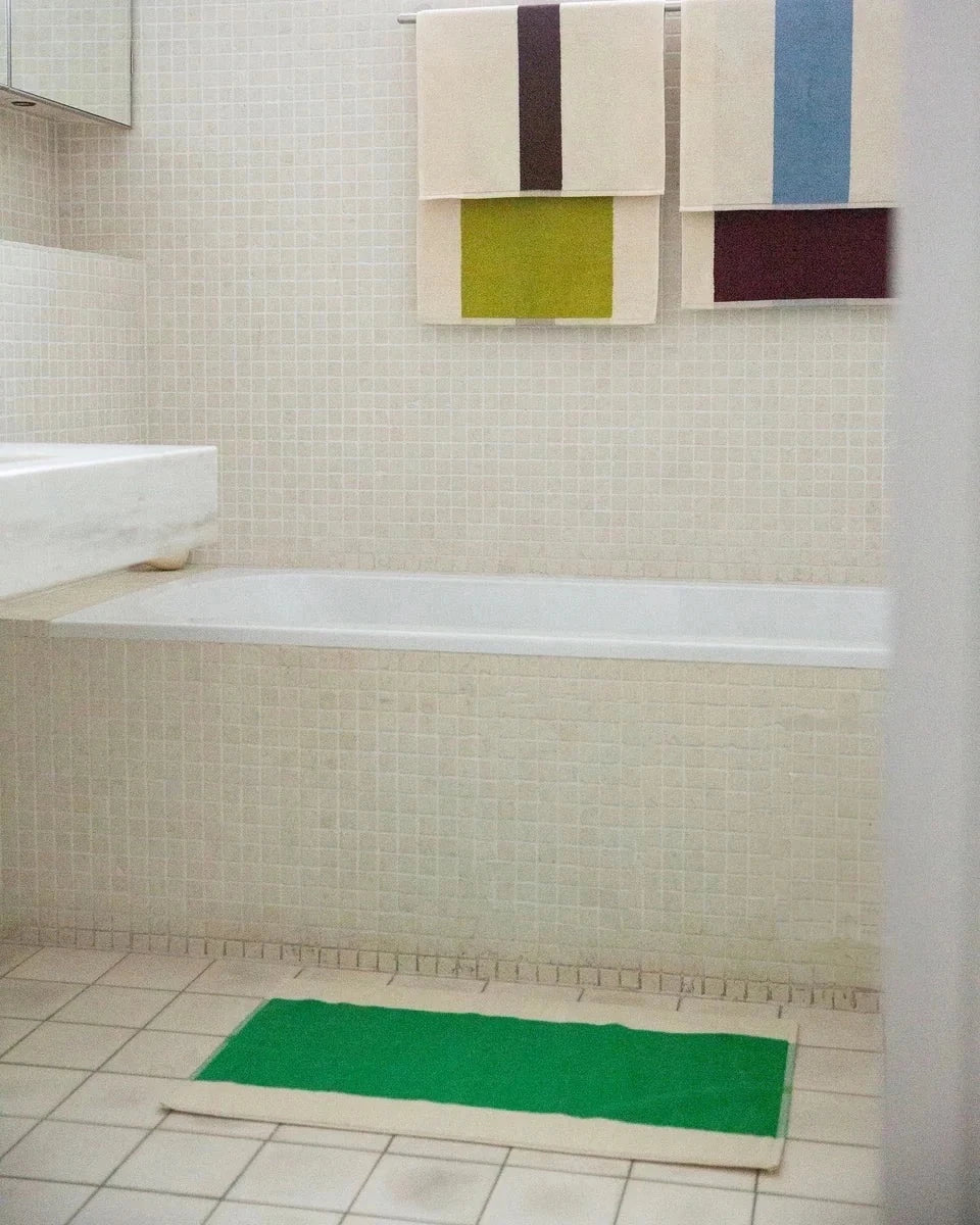 Tapis de bain en coton bicolor