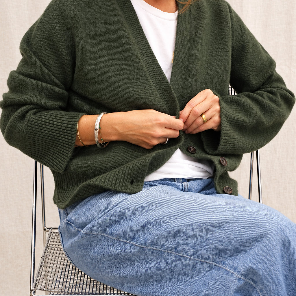 Cardigan vert en cachemire