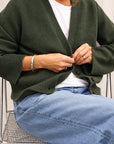  Cardigan vert en cachemire