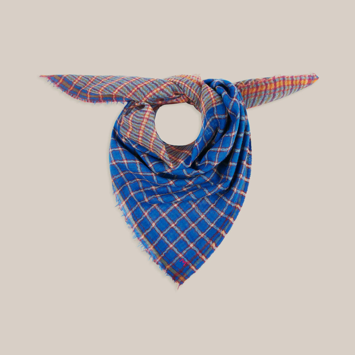 Foulard check bleu