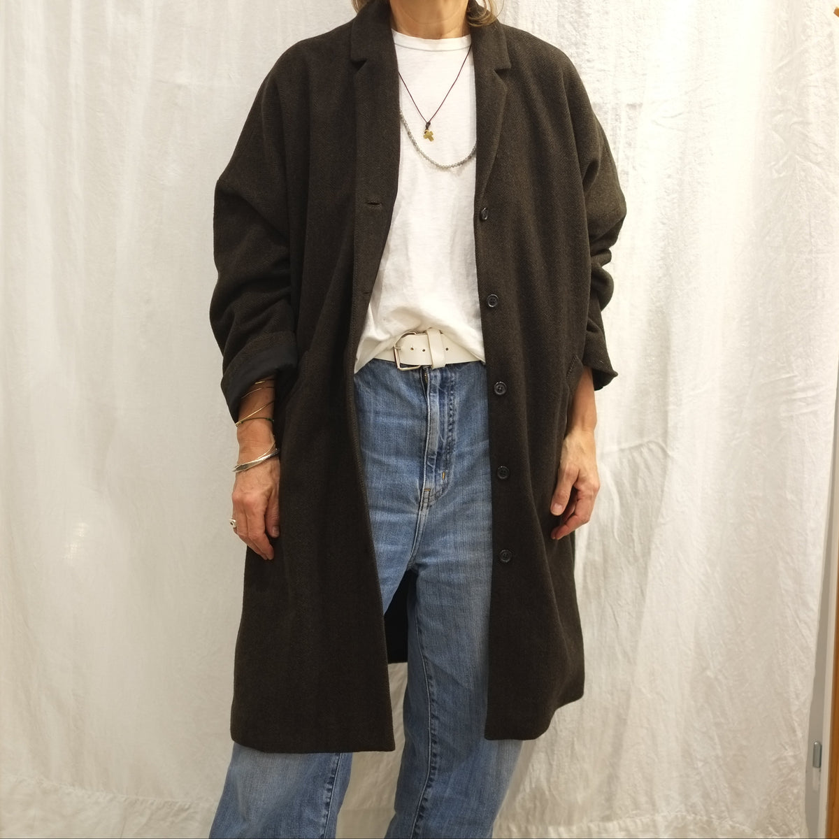 Manteau long femme Apunto B marron foncé coupe oversize
