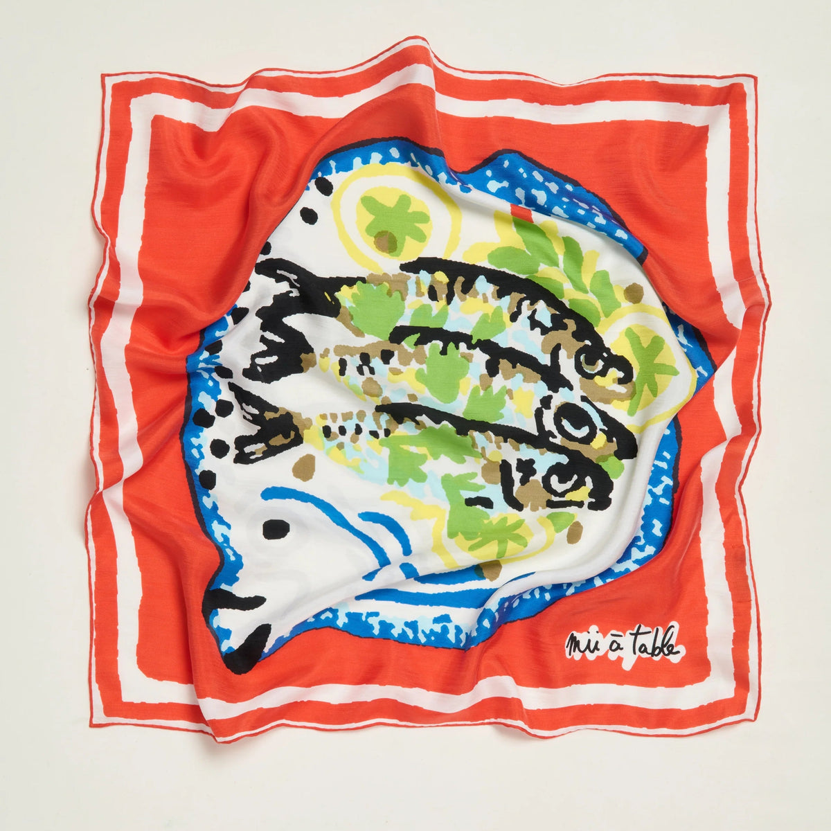 Foulard en soie Mii Collection, motif La Table