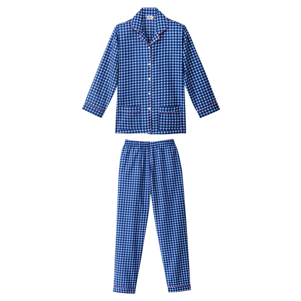 pyjama pantalon + manches longues couleur vichy bleu