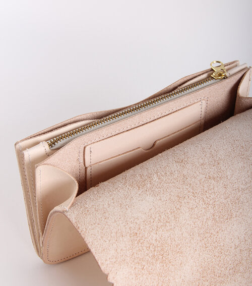 Sac bandoulière accordéon en cuir - Nude / Cognac