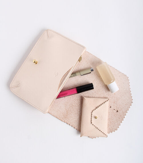 Sac bandoulière accordéon en cuir - Nude / Cognac