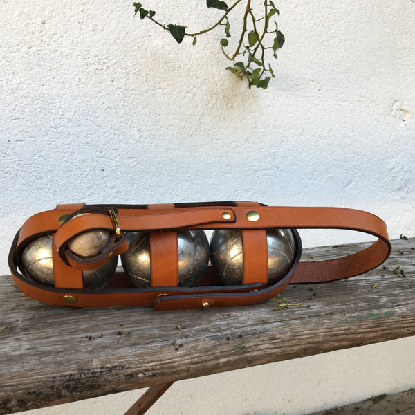 Étui à boules de pétanque en cuir, fabrication française