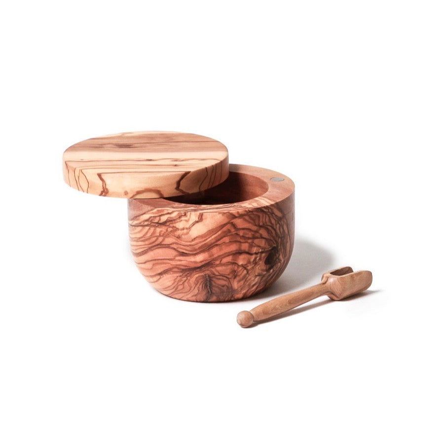 Main à sel et sa cuillère en bois d'olivier