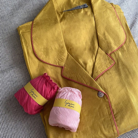 Pyjama en coton et soie